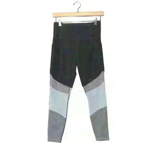 ATHLETA 7/8 Legging Soft Stretch Black Gray Colorblock Side Pockets Women Sz S